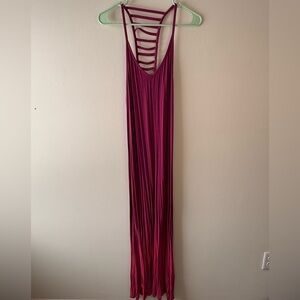 Chic Backless Fuchsia Maxi Dress